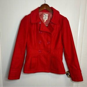Tulle Anthropologie Peacoat Womens S Red Jacket Retro Mod Chic Holiday